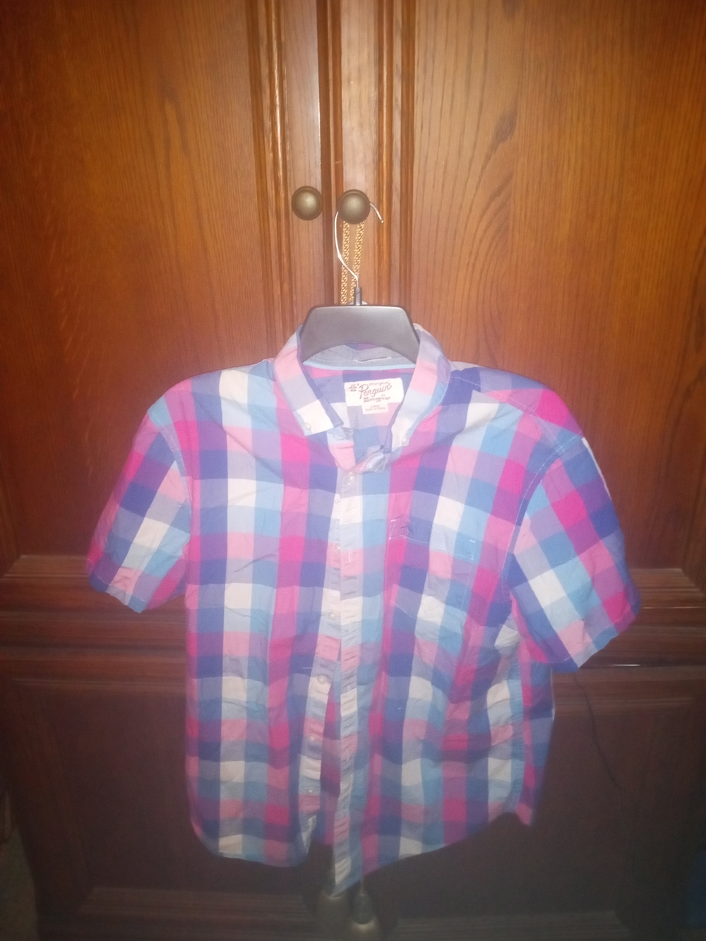 Original Penguin Plaid Button-Down Shirt - Blue & Pink